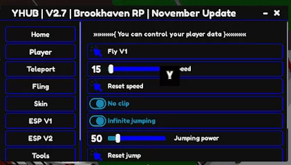 Brookhaven RP Script YHub - NoClip, Jump, Fly, Fling, ESP (Update)